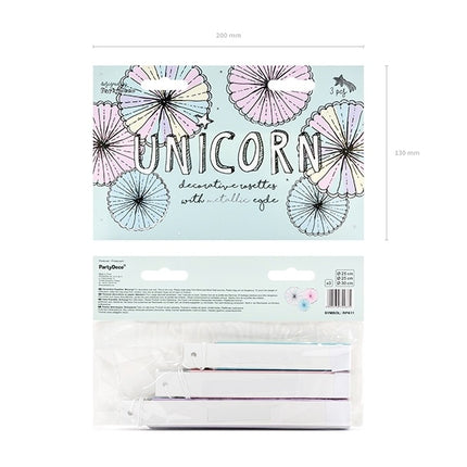 Papierfächer Buntes Einhorn Set 21-30cm 3 Stück