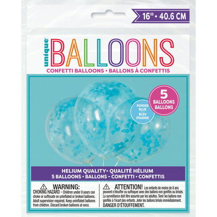 Konfetti Ballons Blaues Herz 40cm 5Stück