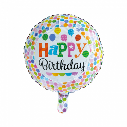 Heliumballon Happy Birthday Dots Dekoration 45cm leer