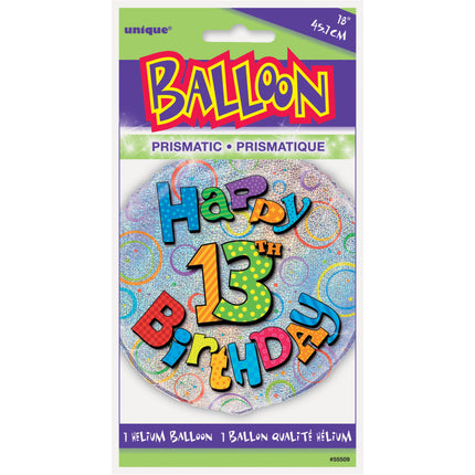 Heliumballon 13 Jahre Glitter 45cm leer