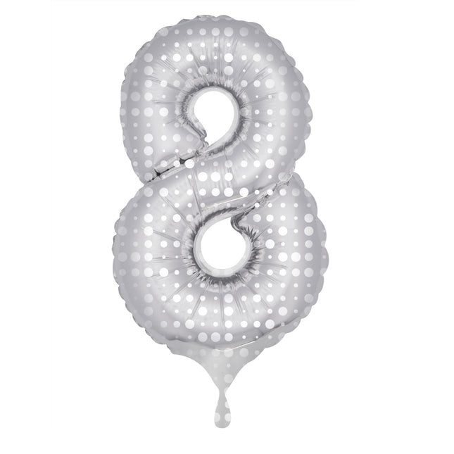 Folienballon Figur 8 Silver Dots XL 86cm leer