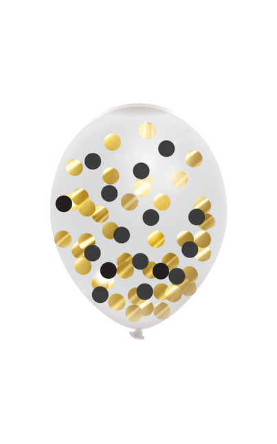 Konfetti Ballons Gold Schwarz 30cm 5Stück