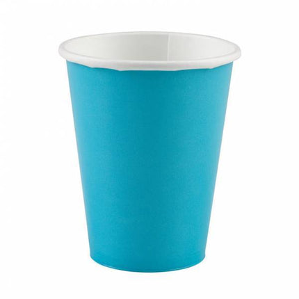 Hellblaue Becher aus Pappe 266ml 8 Stk.