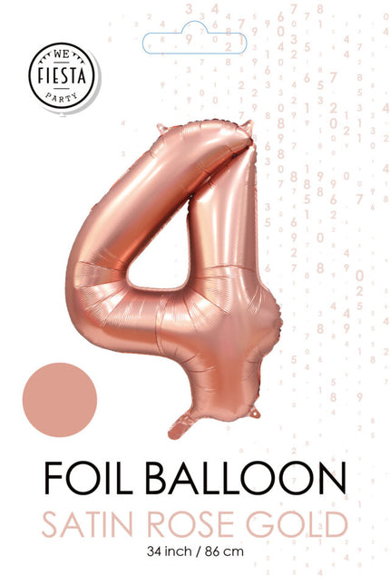 Rose Gold Figur Ballon 4 Jahre Glanz 86cm