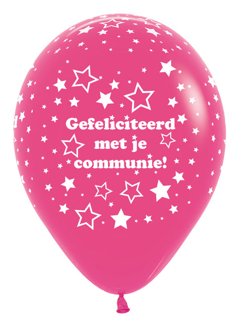 Ballons Kommunion Sterne Fuchsia 30cm 25Stk