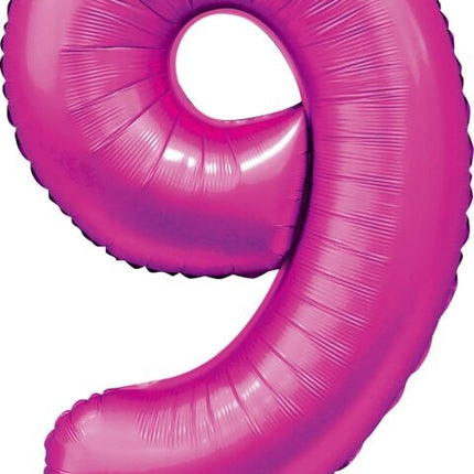 Fuchsia Nummer Ballon 9 Jahre Glanz 86cm