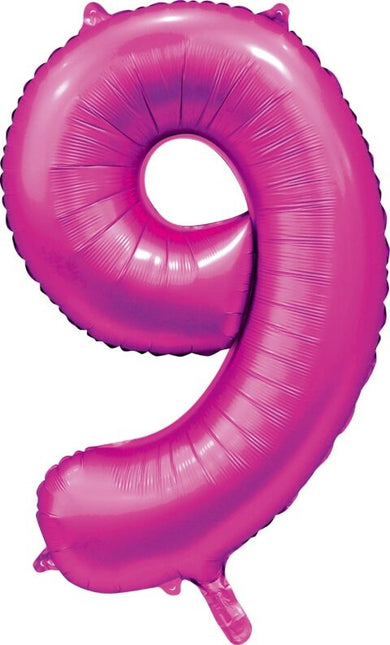 Fuchsia Nummer Ballon 9 Jahre Glanz 86cm