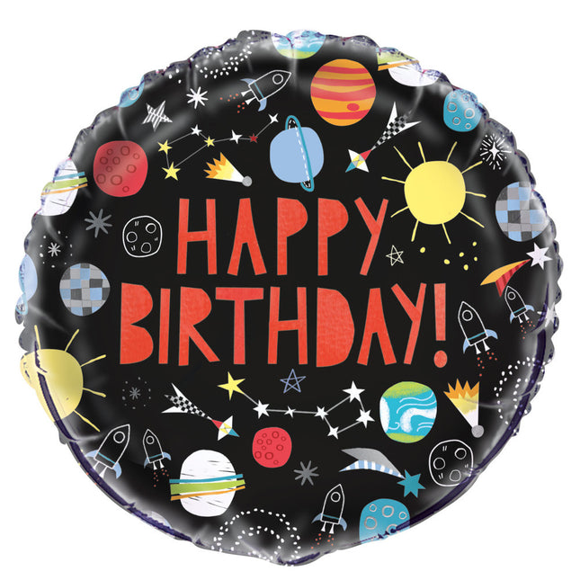 Helium Ballon Space Happy Birthday 45cm leer