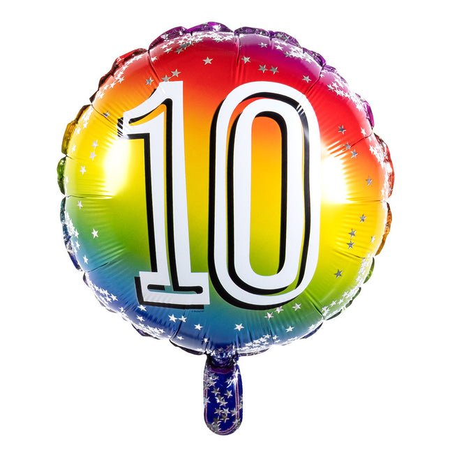 Regenbogen Nummer Ballon 10 Jahre 45cm