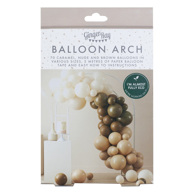 Taupe Braun Pfirsich Ballonbogen Fans DIY Set