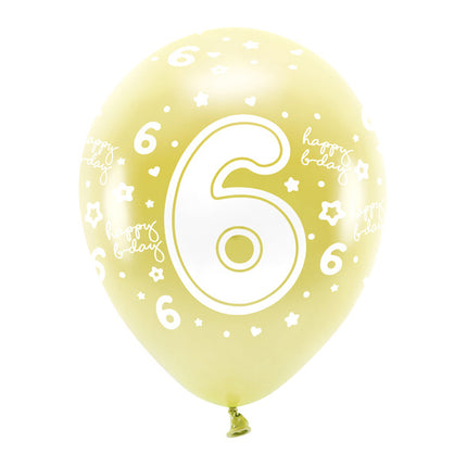 Ballons 6 Jahre Gold 33cm 6 Stk.