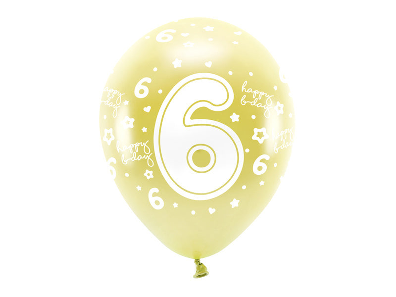 Ballons 6 Jahre Gold 33cm 6 Stk.