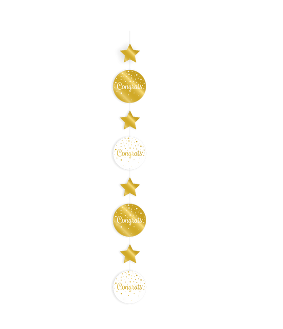 Gold Weiß Hängende Dekoration Gratulationen 17cm