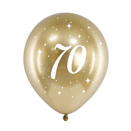 Ballons 70 Jahre Gold 30cm 6Stk