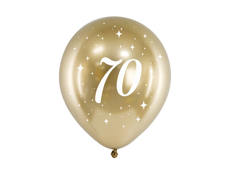 Ballons 70 Jahre Gold 30cm 6Stk