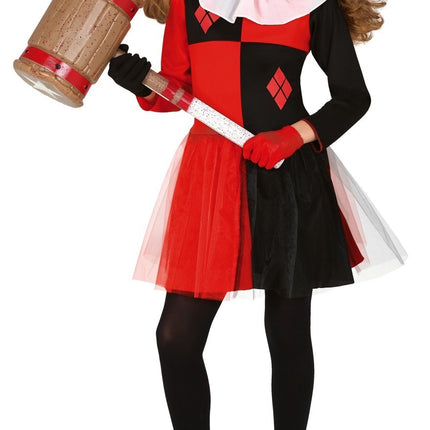 Harlekin Halloween Kostüm Kind Schwarz und Rot