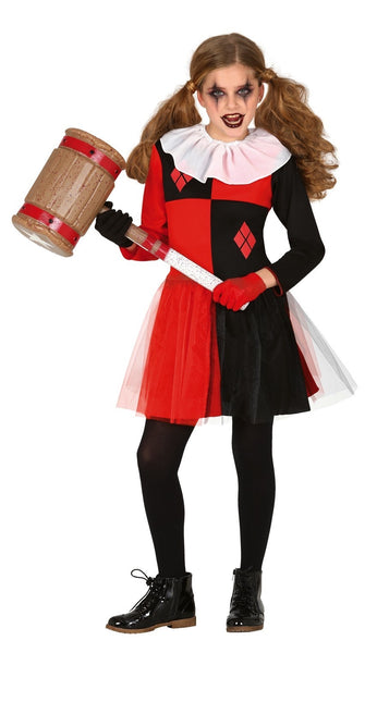 Harlekin Halloween Kostüm Kind Schwarz und Rot