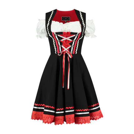 Oktoberfest Dirndl Kleid Oktoberfest Schwarz Rot Damen 2 Stück