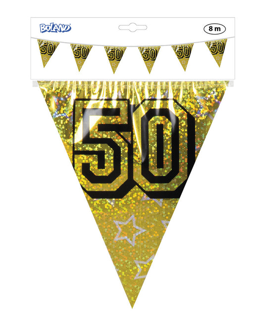 Girlanden 50 Jahre Gold Glitter 8m