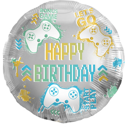 Heliumballon Happy Birthday Gaming Leer 45cm