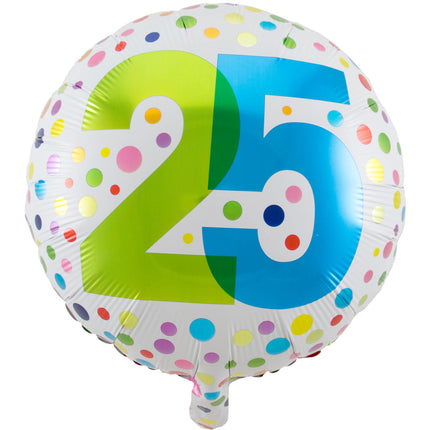 Helium Ballon 25 Jahre Dots 45cm leer