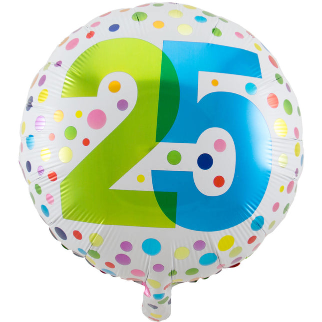 Helium Ballon 25 Jahre Dots 45cm leer