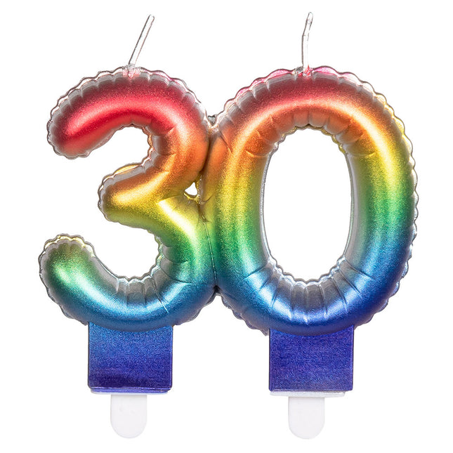 Regenbogen Kerze 30 Jahre 8cm