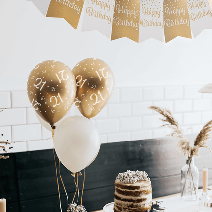 Ballons 65 Jahre Gold Weiß 30cm 8Stück