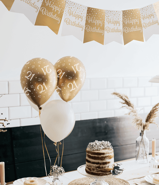 Ballons 65 Jahre Gold Weiß 30cm 8Stück