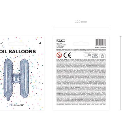 Folienballon Buchstabe H Holographisch Leer 35cm