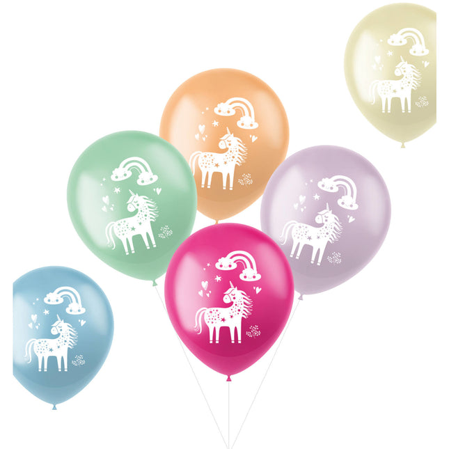 Ballons Einhorn & Regenbogen 33cm 6 Stk.