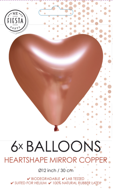 Herz Ballons Kupfer 30cm 6Stk