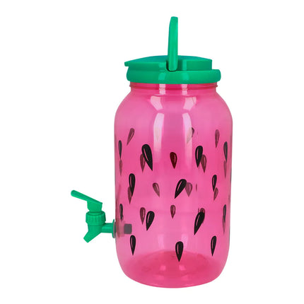 Grün/Pink Getränkespender Wassermelone mit Wasserhahn 3,8l