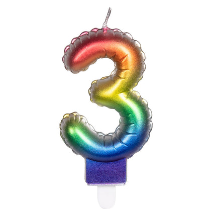 Regenbogen-Kerze 3 Jahre 8cm