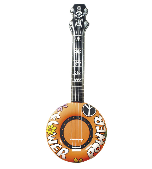 Hippie 60S Fake Banjo Orange Aufblasbar 1m