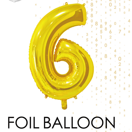 Folienballon Figur 6 Gold 66cm