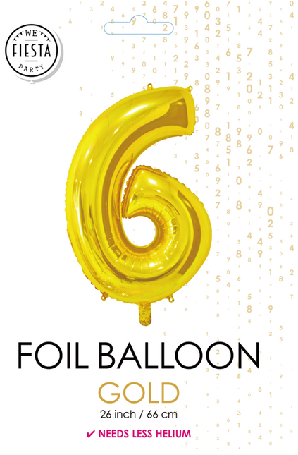 Folienballon Figur 6 Gold 66cm