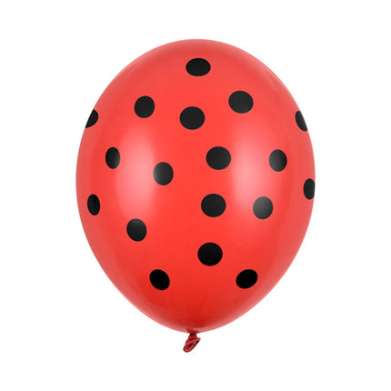 Rote Ballons Schwarze Punkte 30cm 6Stk