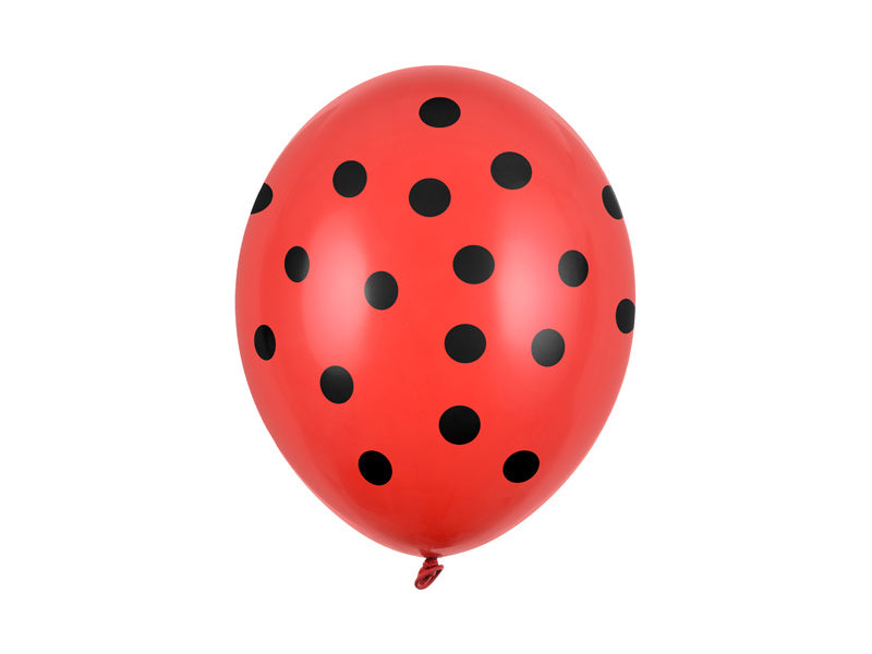 Rote Ballons Schwarze Punkte 30cm 6Stk