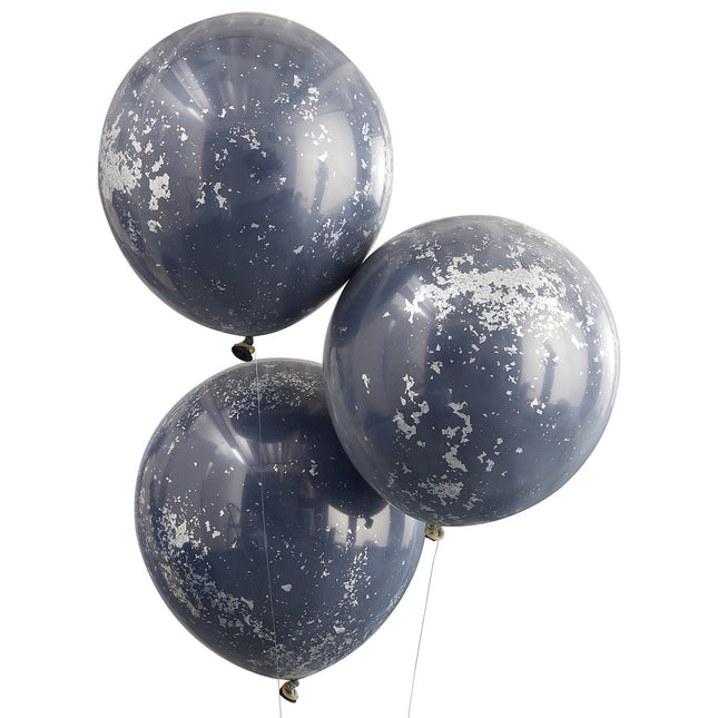 Dunkelblaue Konfetti-Ballons Double Layer 45cm 3pcs