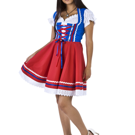 Oktoberfest Dirndlkleid Oktoberfest Rot Blau Damen 2 Stück