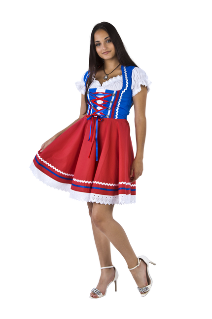 Oktoberfest Dirndlkleid Oktoberfest Rot Blau Damen 2 Stück