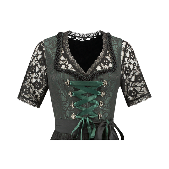 Schwarz Grün Dirndl Kleid Oktoberfest Frauen Jaquard