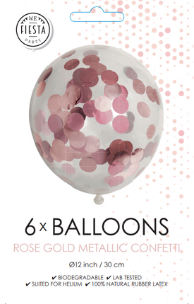 Konfetti-Ballons Rose Gold 30cm 6Stück