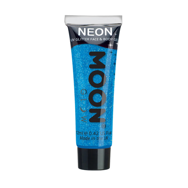 Moon Glow Neon UV Fine Glitter Gel Blau 12ml