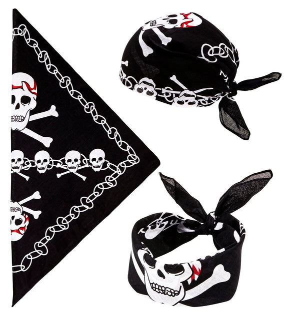 Schwarzes und weißes Piratenbandana