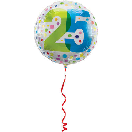 Helium Ballon 25 Jahre Dots 45cm leer