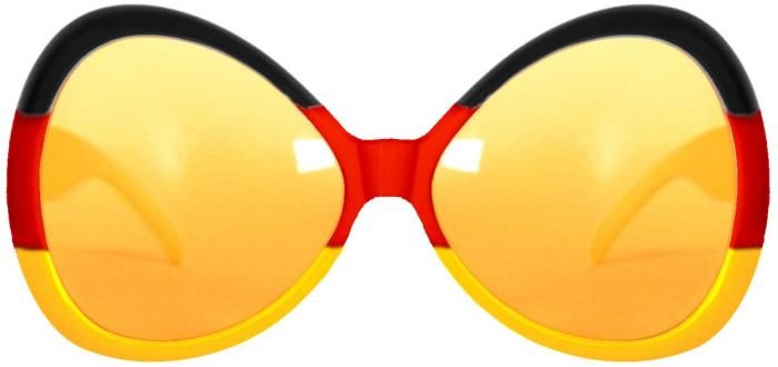 Schwarz Rot Gelb Brille XL