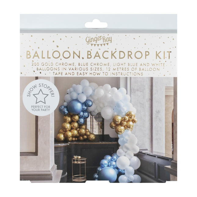 Blau Gold Ballonbogen Chrom XL DIY Set