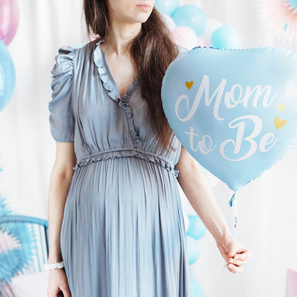 Helium Ballon Herz Mom To Be Blau Leer 35cm